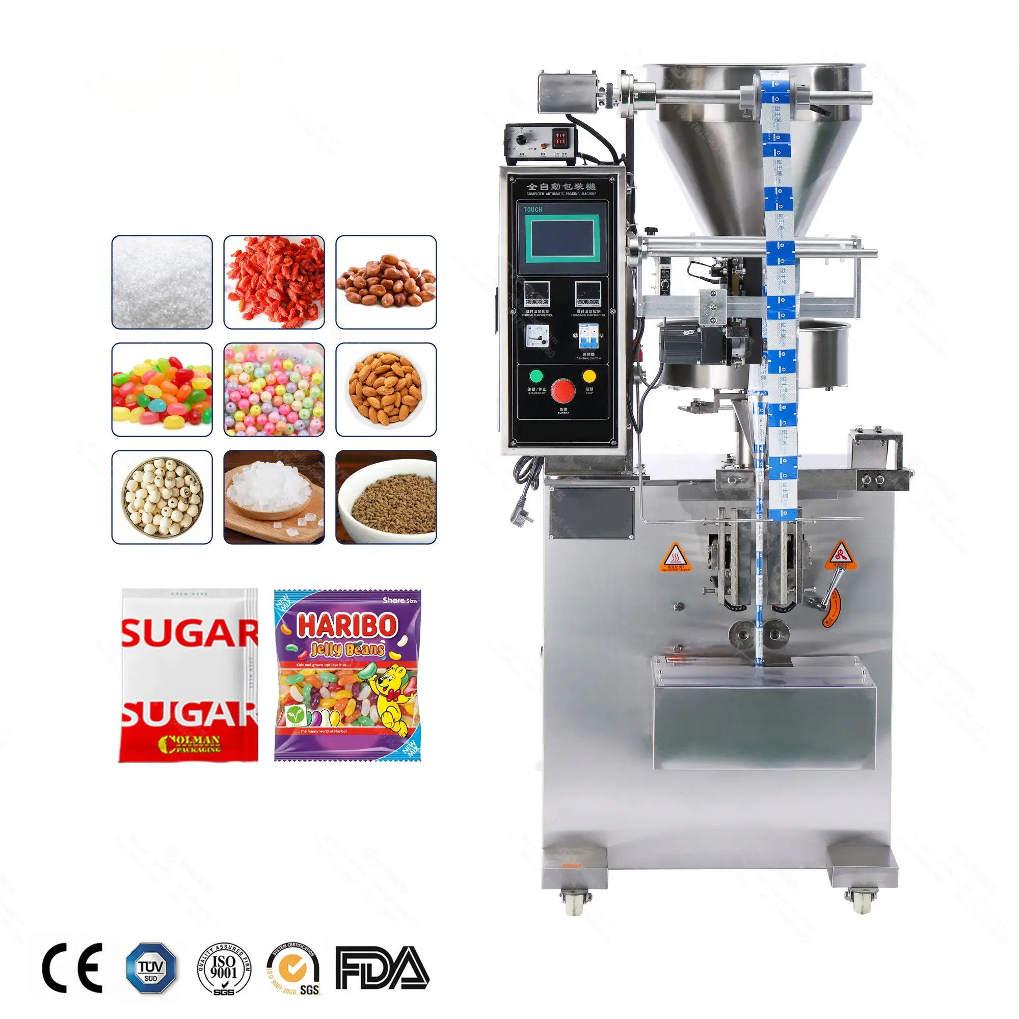 3 sides sealingback seal Vertical Granule Seal Packaging Machine front
