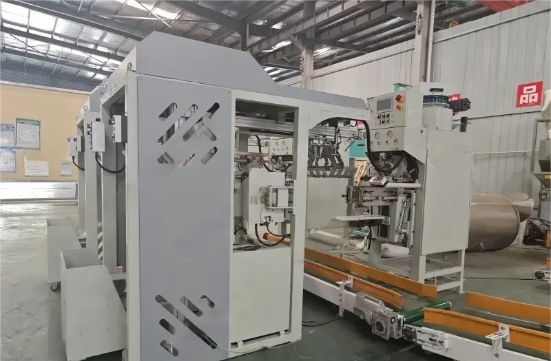 Automatic bag placer for packing machine left side view