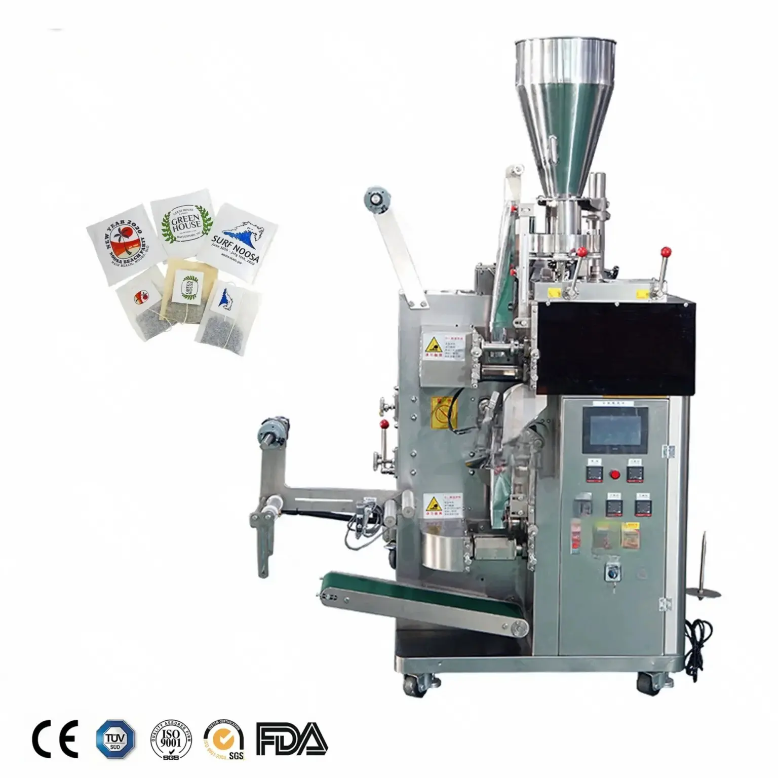 Inner and outer tea bag packing machine with packaging