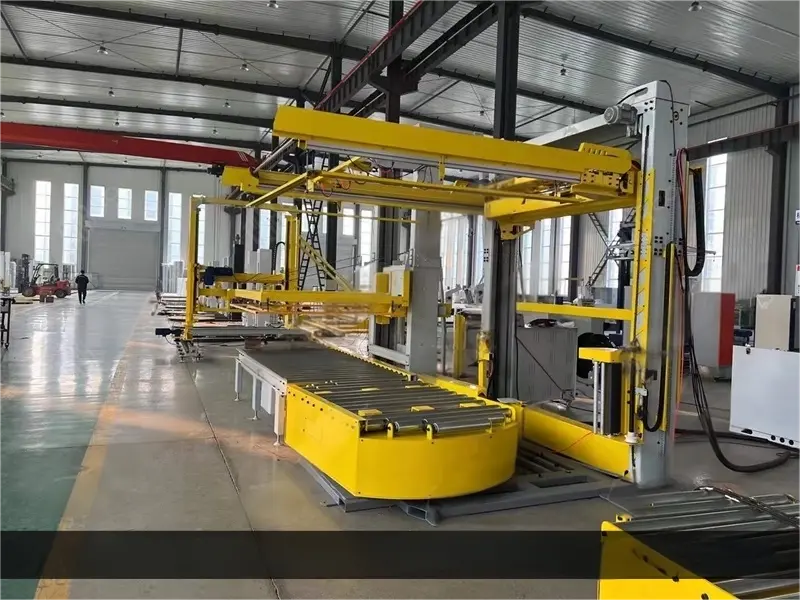 Pallet wrapping machine far away