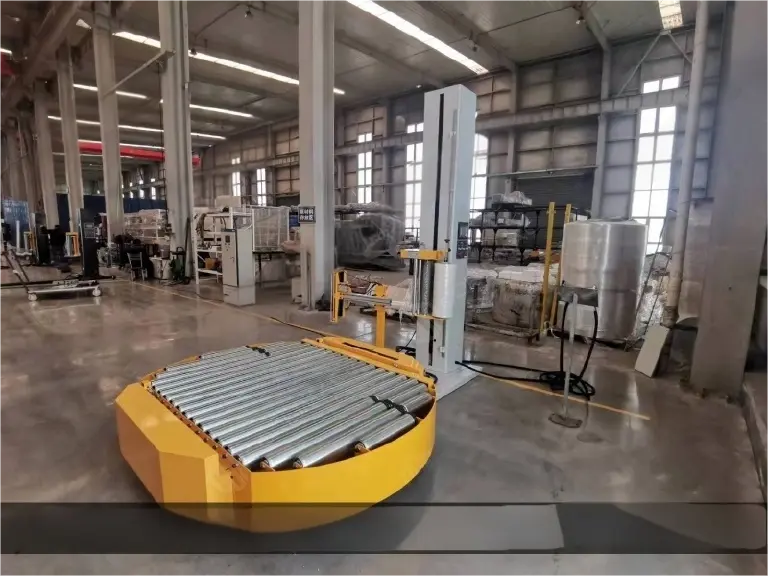 Pallet wrapping machine close up