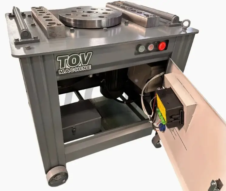Steel bar bending machine open