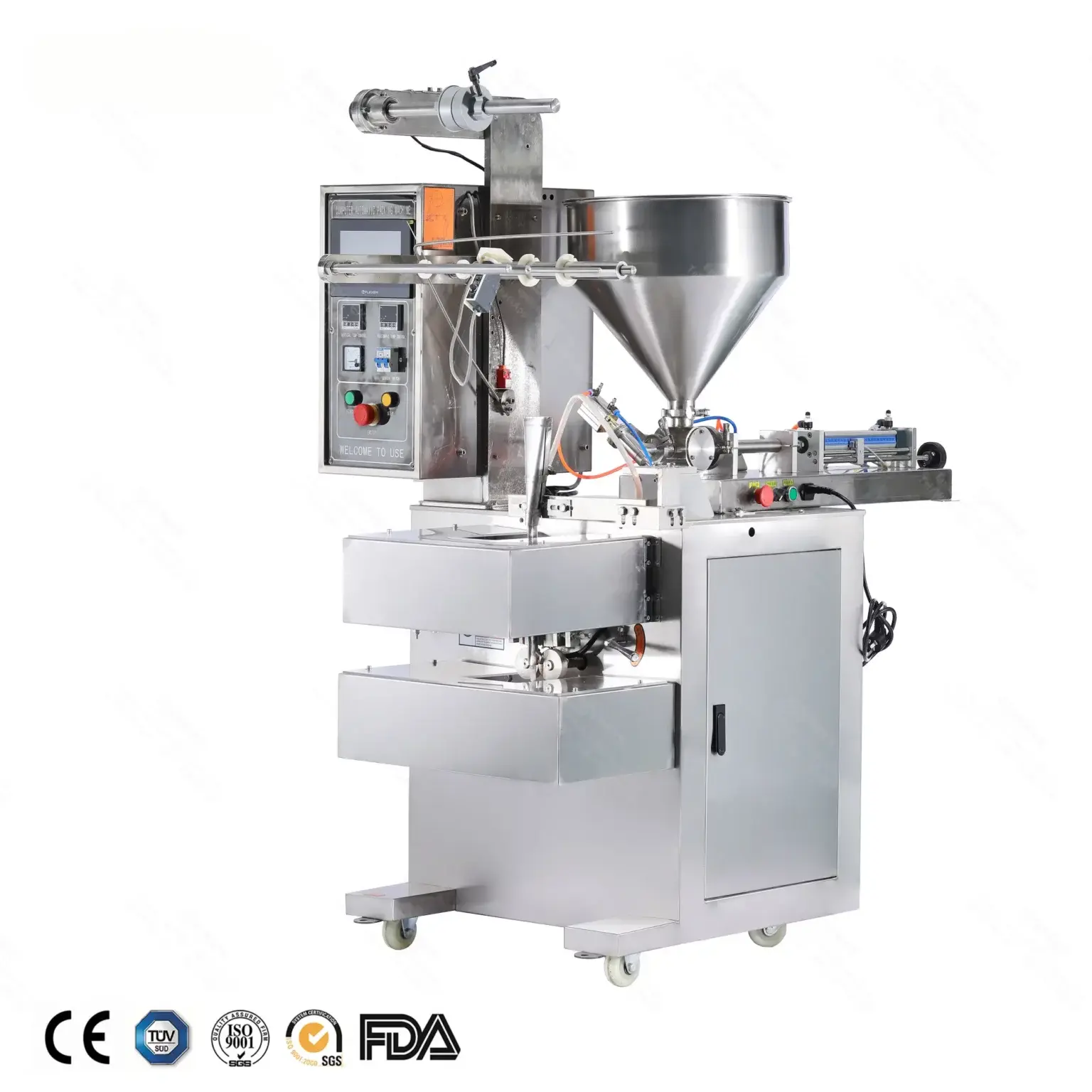 vertical paste and liquid filling machine (4 sides sealing) side