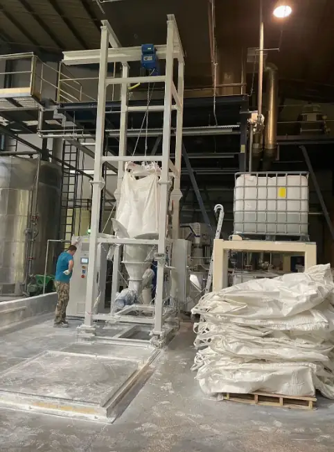 Outlet spout bulk bag discharger