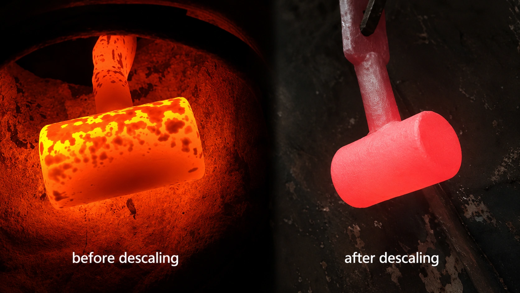 before-after-hot-forged-cylinder-descaling-close-up