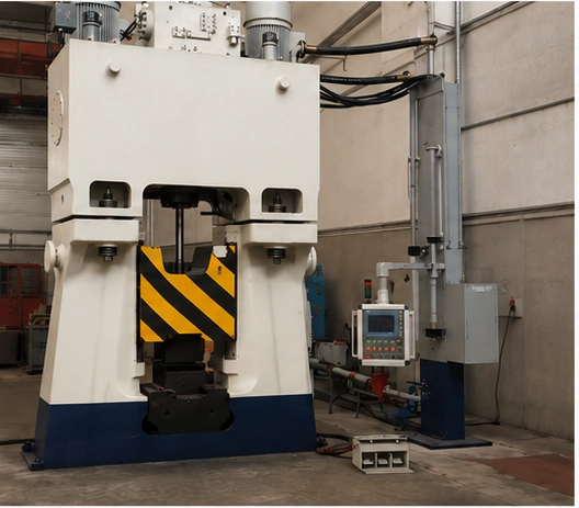 white_hydraulic_forging_press_factory_front_view